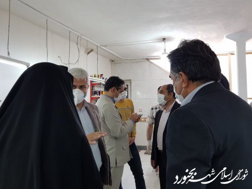 بازدید اعضای کمیسیون بانوان و خانواده شورای اسلامی شهر بجنورد از مراکز تولید ماسک شهر بجنورد