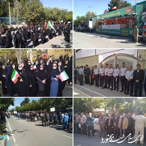 حضور شورای اسلامی شهر و شهرداری بجنورد در رزمایش ۱۵ هزار نفری «جان‌فدایان ایران» در بجنورد